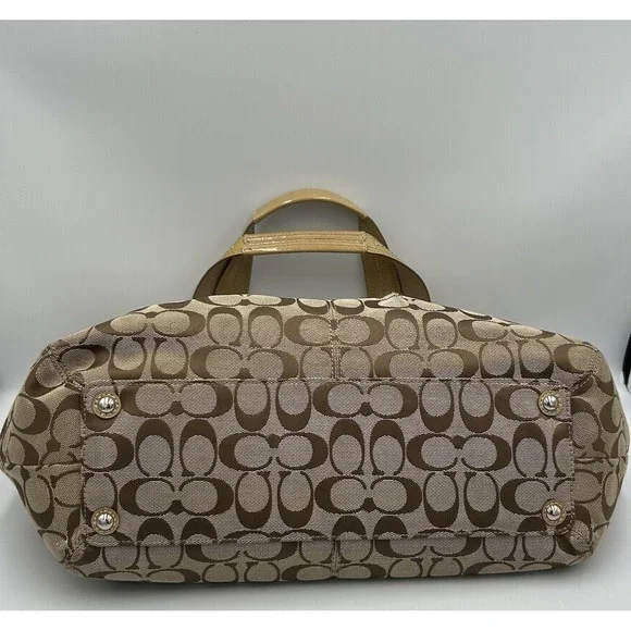 COACH Soho Y2K Shoulder Handbag Pleated Signature Canvas Leather Trim F13742 - Picture 11 of 16